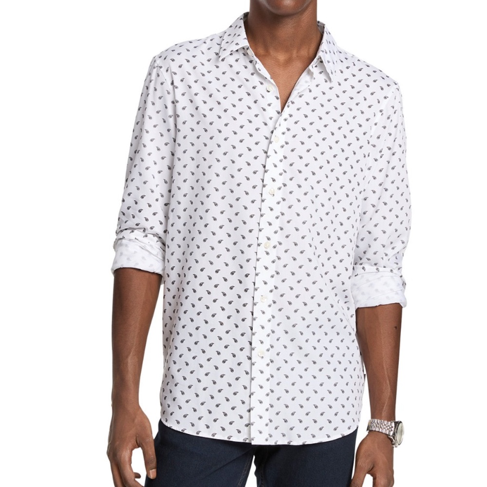 Michael Kors White and Black Patterned Shirt new size large